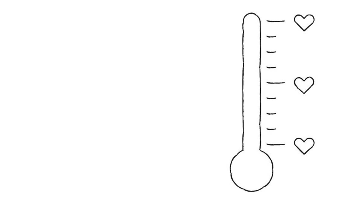 An outline of a thermometer