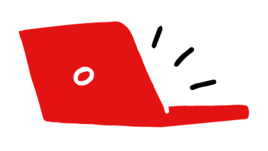 A red laptop