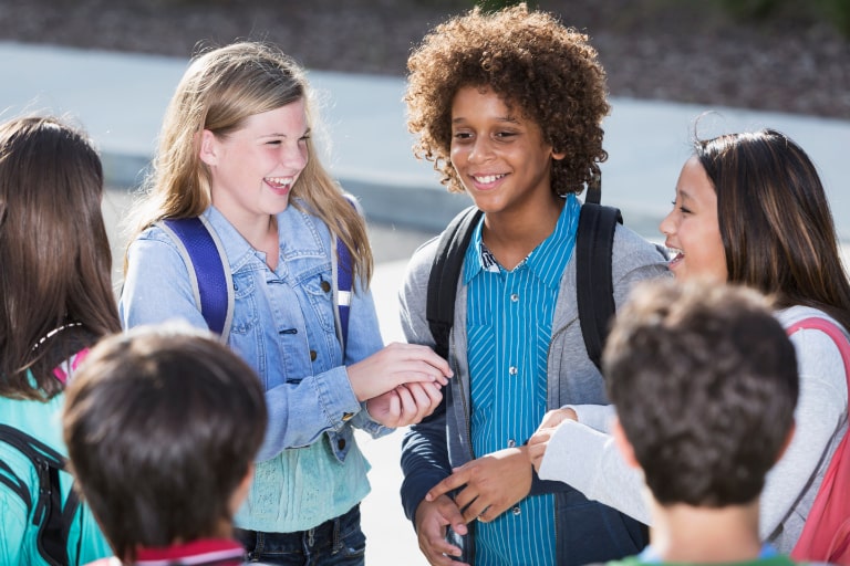 School children chatting in the playground