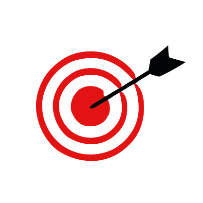 An arrow hits a target