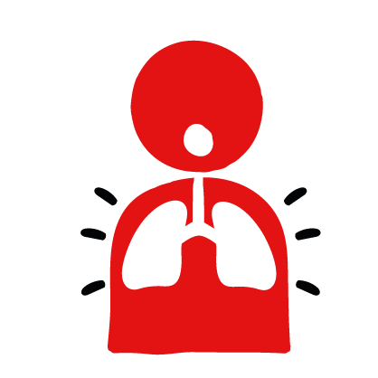 A person having difficulty breathing